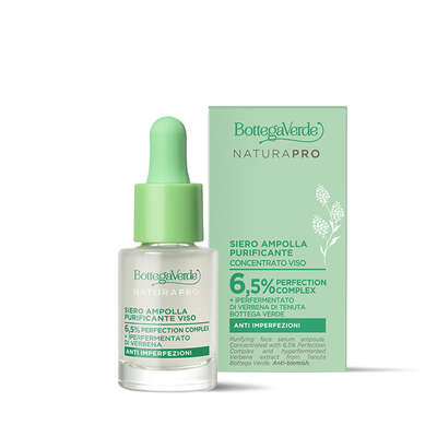 Sérum ampolla purificante - concentrado facial - con un 6,5 % de Perfection complex e hiperfermentado de Verbena de la finca Tenuta Bottega Verde (15 ml) - antiimperfecciones