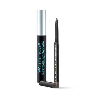 Mascara waterproof + Eye pencil waterproof - golden brown