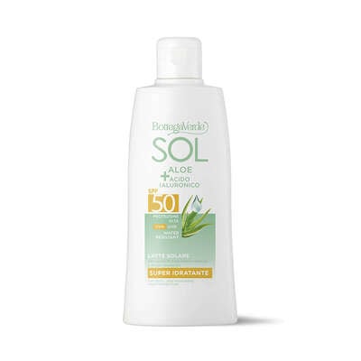 Leche solar - superhidratante - con zumo de Aloe hiperfermentado y Ácido Hialurónico - protección alta SPF50 (200 ml) - resistente al agua