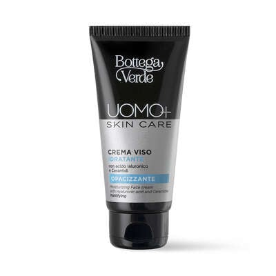 UOMO+ skincare - Crema viso - idratante opacizzante - con acido Ialuronico e Ceramidi