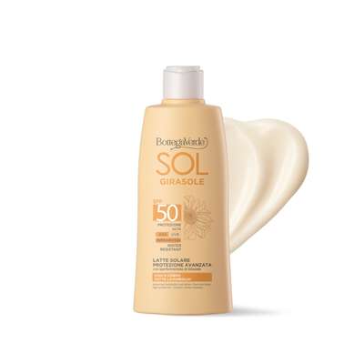 Sun lotion - advanced protection - face and body - with hyperfermented Sunflower extract from Tenuta Bottega Verde (200 ml) - HIGH PROTECTION SPF50 - INFRARED - WATER RESISTANT
