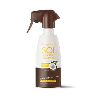 SOL Cocco + Activador del bronceado - Agua corporal spray solar - resalta el bronceado - hidratante antisal - con Leche de Coco (200 ml) - sin filtro solar
