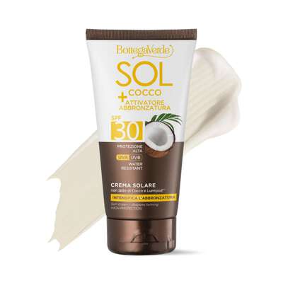 SOL Cocco + Attivatore di abbronzatura - Crema solare- intensifica l'abbronzatura - con latte di Cocco e Lumipod<TM/>(150 ml) - water resistant - protezione alta SPF30