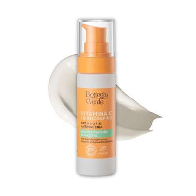 Vitamina C + Biancospino - Siero notte viso e mani - antimacchia - con Vitamina C, Biancospino e Cybright - riduce e previene le macchie