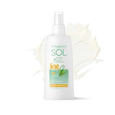 SOL Aloe Acido Ialuronico - Spray solare - super idratante - con succo di Aloe iperfermentato e Acido Ialuronico - protezione alta SPF30  - water resistant