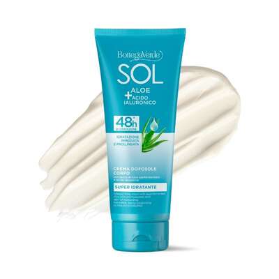 SOL Aloe Acido Ialuronico - Crema doposole - super idratante - con succo di Aloe iperfermentato e Acido Ialuronico - 48h* di idratazione - idratazione immediata e prolungata