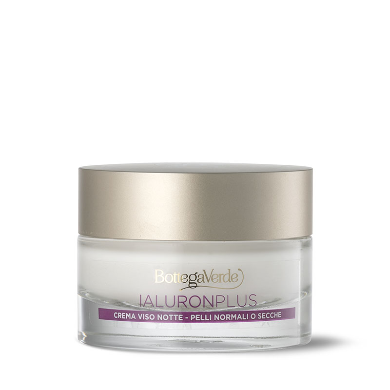 Ialuron Plus - Crema facial de noche, supernutriente, antiarrugas, con microesferas de ácido hialurónico y Flores blancas (50 ml) - pieles normales o secas