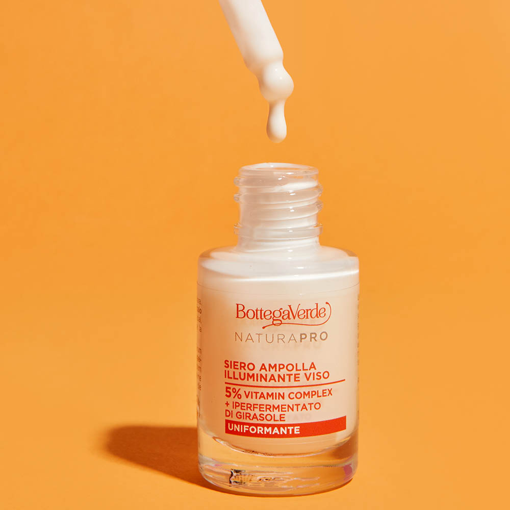 Brightening face serum ampoule - concentrated - with 5% Vitamin Complex and Hyperfermented Sunflower extract from Tenuta Bottega Verde (15 ml) - uniforming