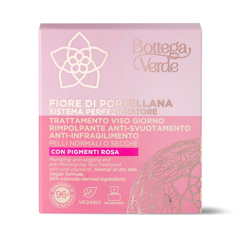 Sistema perfeccionador - Tratamiento facial de día - rellenador antiflacidez y antidebilitación - con Ceramidas vegetales, Colágeno vegetal de Acacia y Flor de Porcelana (50 ml) - pieles maduras