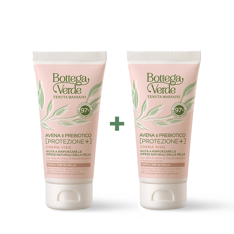 **OFFERTA 1+1 GRATIS** Avena e Prebiotico [Protezione+] - Crema viso - aiuta a rinforzare le difese naturali della pelle - protettiva, lenitiva, idratante - con latte di Avena di Tenuta Massaini e Prebiotico Biolin - tutti i tipi di pelle