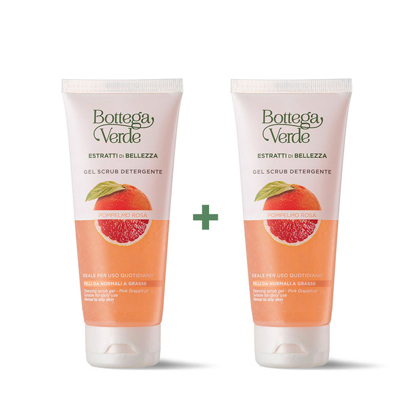 **OFFERTA 1+1** Estratti di bellezza - Gel scrub detergente - Pompelmo Rosa - ideale per uso quotidiano - pelli da normali a grasse