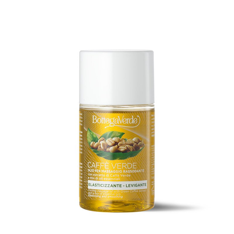 Caffè Verde - Aceite para masaje reafirmante - con extracto de Café Verde y mezcla de aceites esenciales (100 ml) - elastizante y alisador