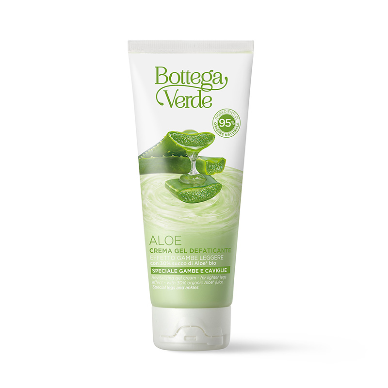Bottega Verde Aloe - Crema gel defaticante - effetto gambe leggere - con 30% succo di Aloe* bio - speciale gambe e caviglie