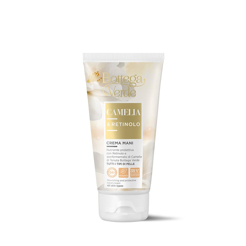 Bottega Verde Camelia e Retinolo - Crema mani nutriente protettiva - con Retinolo ed estratto di Camelia iperfermentato di Tenuta Bottega Verde - tutti i tipi di pelle