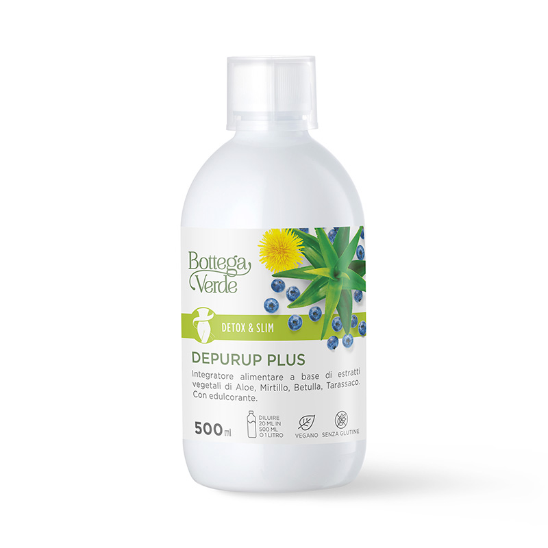 Image of Bottega Verde Detox & Slim - Depurup Plus - Integratore alimentare a base di estratti vegetali di Aloe, Mirtillo, Betulla, Tarassaco. Con edulcorante. (500 ml)