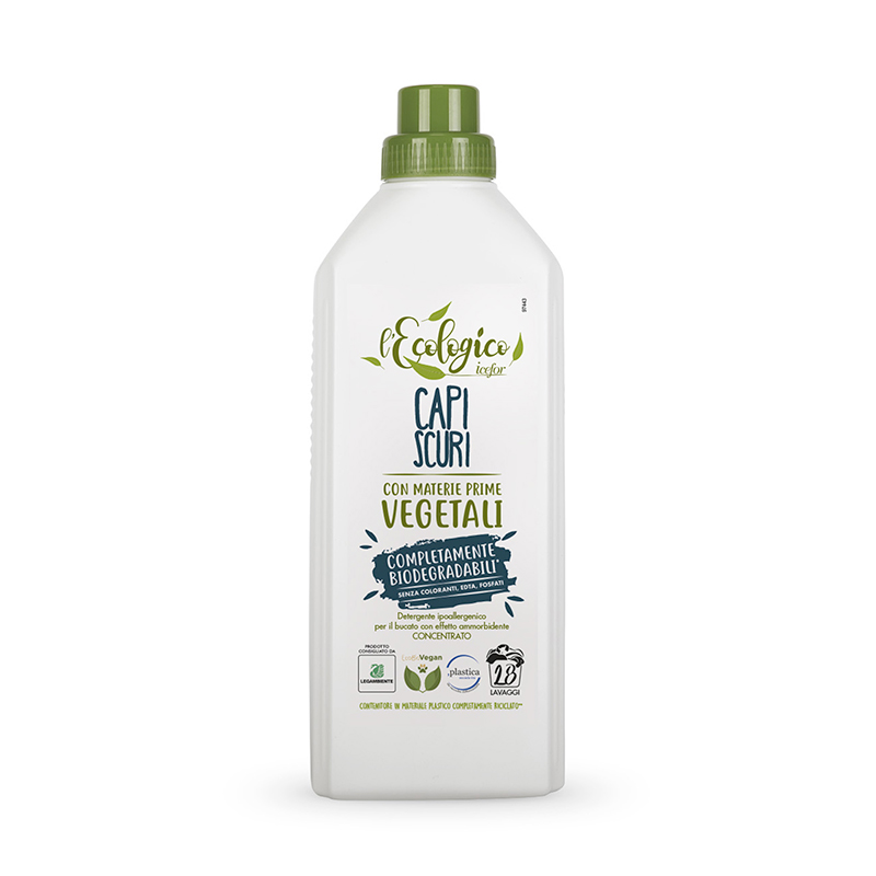 L'ECOLOGICO -  Detergente bucato capi scuri con ammorbidente  - con materie prime vegetali biodegradabili