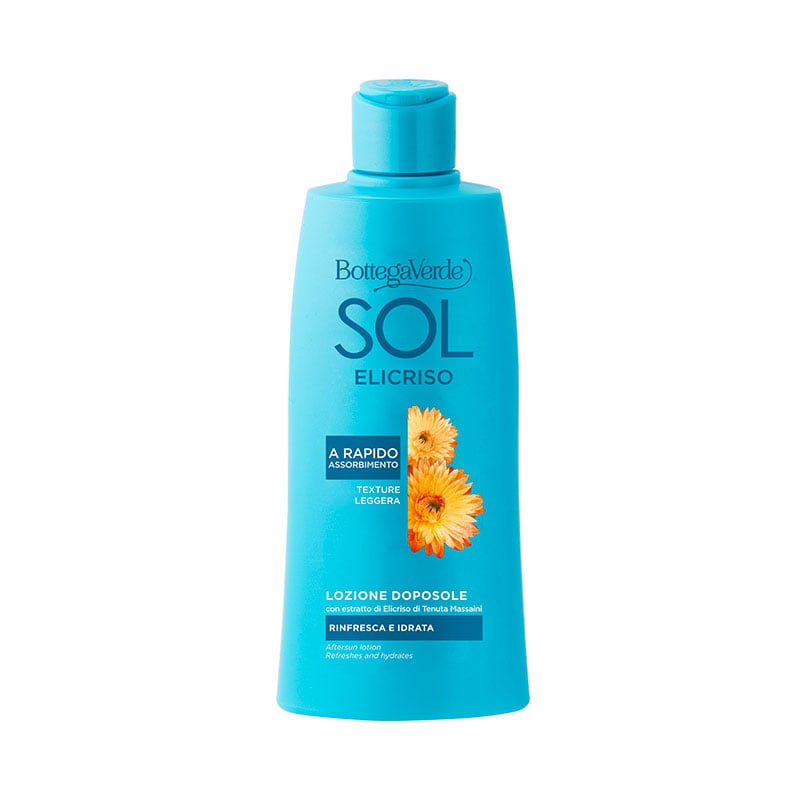 SOL Elicriso - Loción aftersun - refresca e hidrata - con extracto de Helicriso de Tenuta Massaini (200 ml) - textura ligera - de rápida absorción - refresca e hidrata