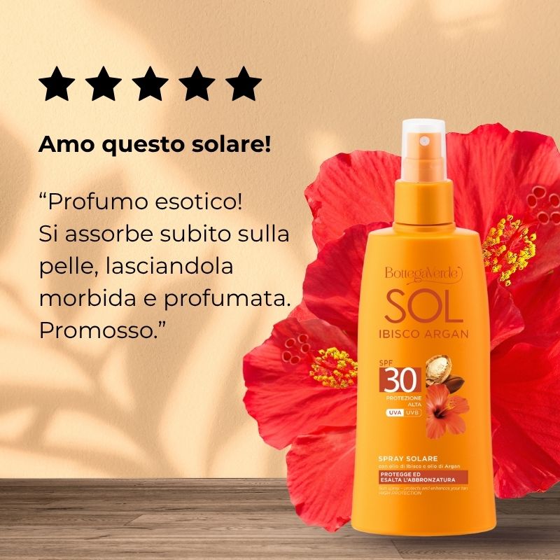 SOL Ibisco Argan - Sun spray - protects and enhances your tan - with Hibiscus Oil and Argan Oil - SPF30 high protection (200 ml)