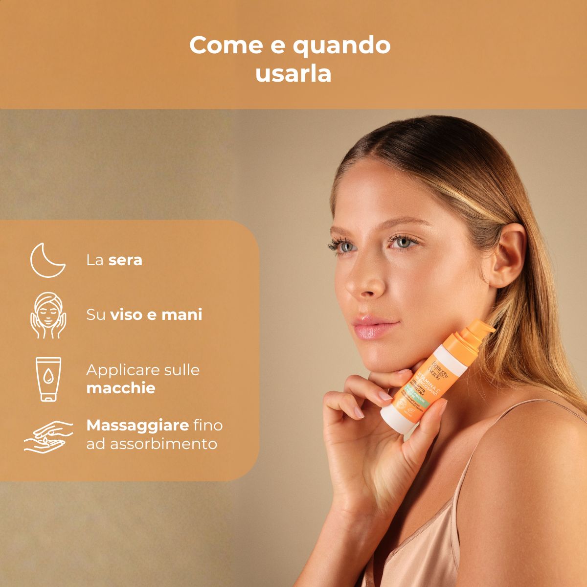 Vitamina C + Biancospino - Siero notte viso e mani - antimacchia - con Vitamina C, Biancospino e Cybright - riduce e previene le macchie