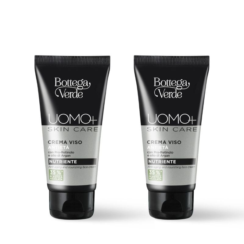 UOMO+ skincare 2 pieces Offer - Face cream - anti-aging and nourishing - with Pro-retinol and Argan oil (50 ml)