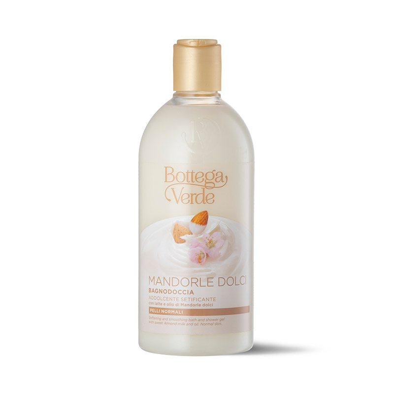 Gel de baño y ducha - calmante y suavizante - con leche y aceite de Almendras dulces (400 ml) - pieles normales