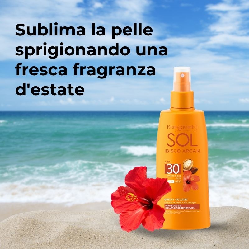 SOL Ibisco Argan - Sun spray - protects and enhances your tan - with Hibiscus Oil and Argan Oil - SPF30 high protection (200 ml)