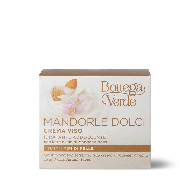 MANDORLE DOLCI - Crema viso - idratante addolcente - con latte e olio di Mandorle dolci - tutti i tipi di pelle