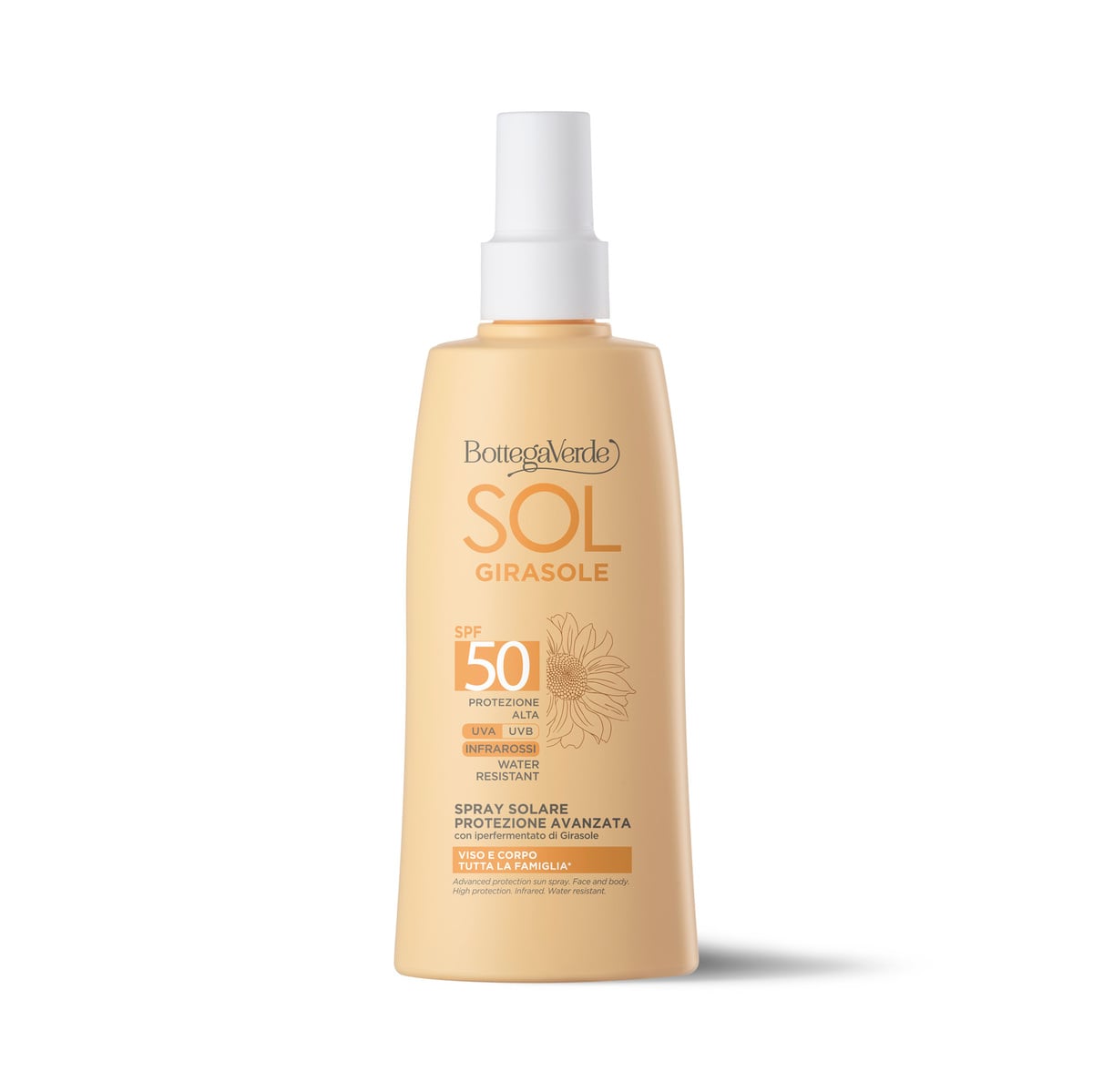 Advanced protection sun spray - face and body - with hyperfermented Sunflower extract from Tenuta Bottega Verde (200 ml) - HIGH PROTECTION SPF50 - INFRARED - WATER RESISTANT