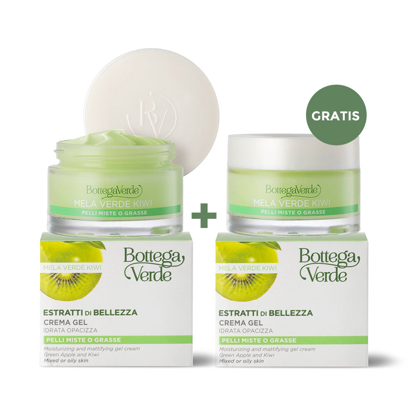 **OFFERTA 1+1 GRATIS** Estratti di bellezza - Crema gel - Mela verde e Kiwi - idrata opacizza - pelli miste o grasse
