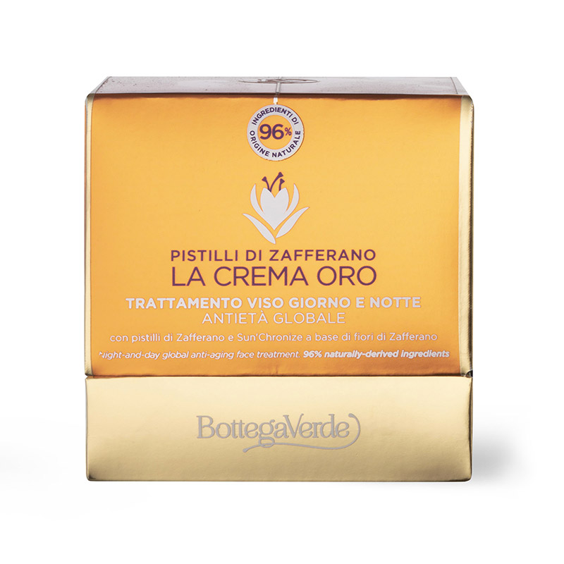 Pistilli di Zafferano - La crema oro - Tratamiento facial de día y de noche - antiedad global - con pistilos de Azafrán y Sun'Chronize a base de flores de Azafrán (50 ml) - todo tipo de pieles