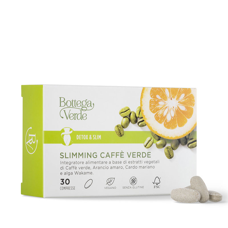 Image of Detox & Slim - Slimming caffè verde - Integratore alimentare a base di estratti vegetali di Caffè verde, Arancio amaro, Cardo mariano e alga Wakame. (30 compresse)