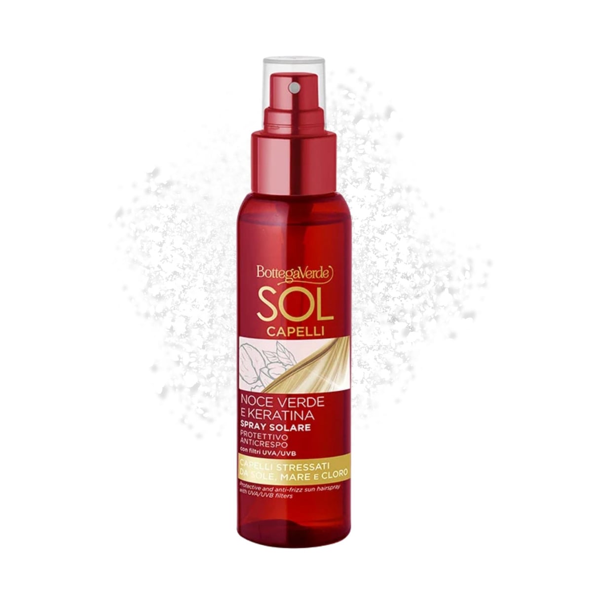 Sol Capelli - Noce verde e Keratina - Sun hairspray - Protective and anti-frizz - with green Walnut oil and Keratin - with UVA/UVB filter -  hair stressed by sun, salt water and chlorine (100 ml)
