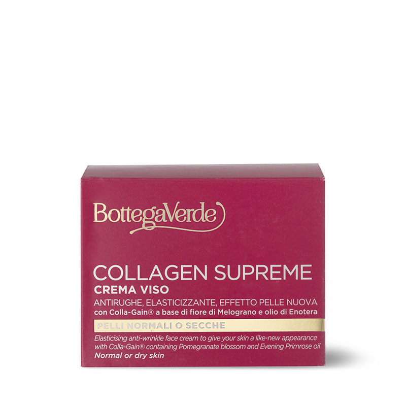 Collagen Supreme - Crema viso - antirughe elasticizzante effetto pelle nuova - con Colla-Gain® a base di fiore di Melograno e olio di Enotera - pelli normali o secche