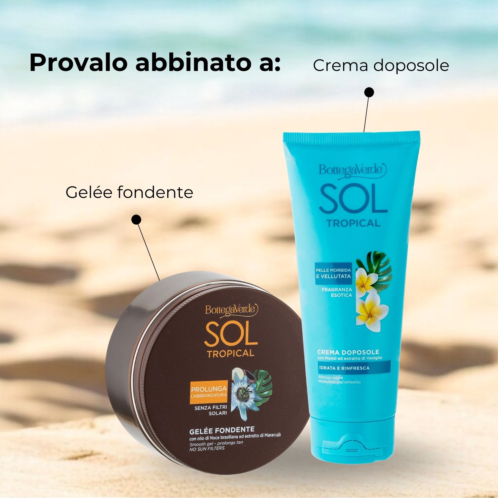SOL Tropical - Smooth gel - for a golden, even tan - with Brazil Nut oil and Passion Fruit extract - no sun filters (200 ml) - prolongs tan