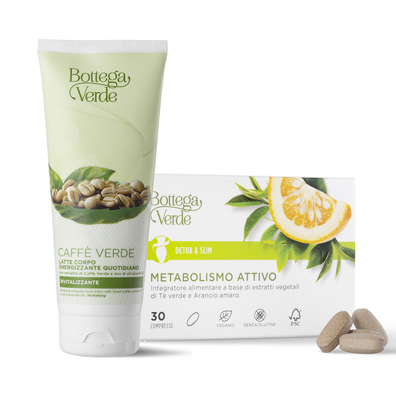 Bottega Verde Offerta Caffè Verde: Latte corpo energizzante + Metabolismo attivo - Integratore alimentare