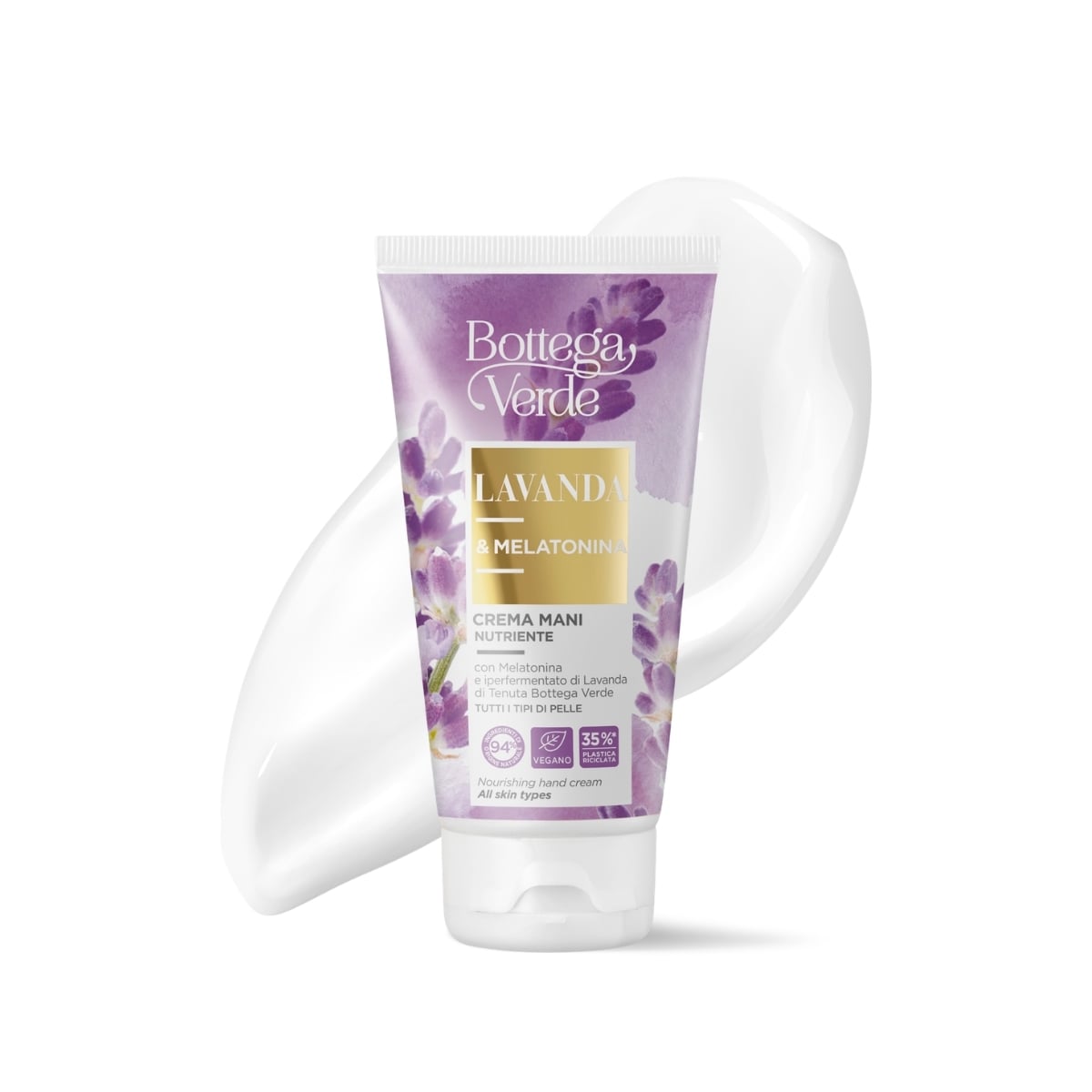 Crema de manos nutritiva - con Melatonina e hiperfermentado de Lavanda de la finca Tenuta Bottega Verde (75 ml) - todo tipo de pieles