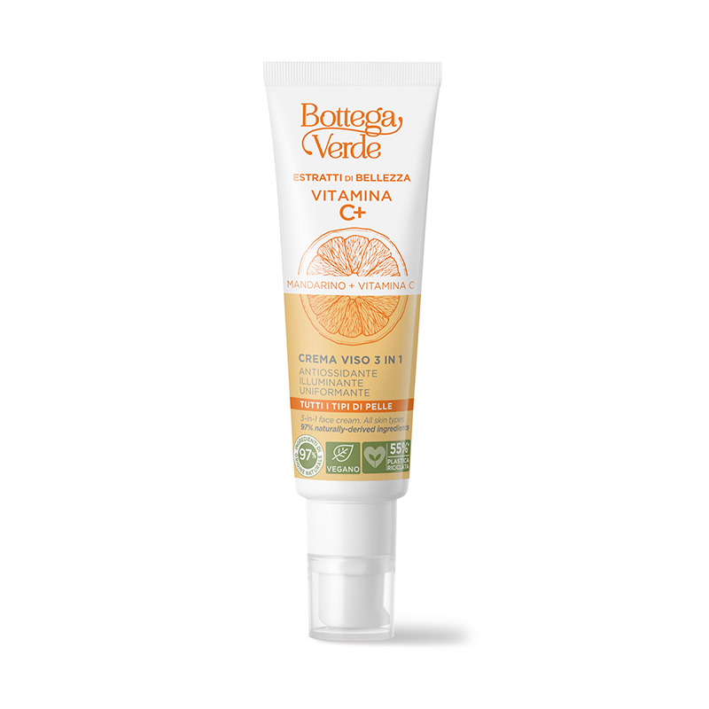 Estratti di bellezza - Vitamina C+ - Crema facial 3 en 1 - Mandarino + Vitamina C - antioxidante, iluminadora, unificadora (50 ml) - todo tipo de pieles