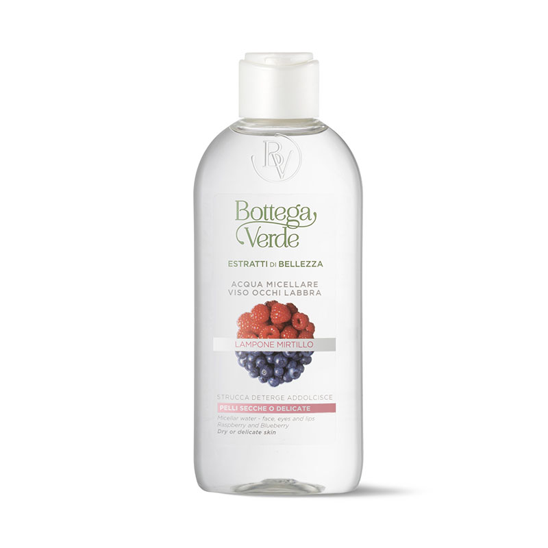 Estratti di bellezza - Micellar water - face, eyes and lips - Raspberry and Blueberry - removes make-up, cleanses and softens - dry or delicate skin (200 ml)