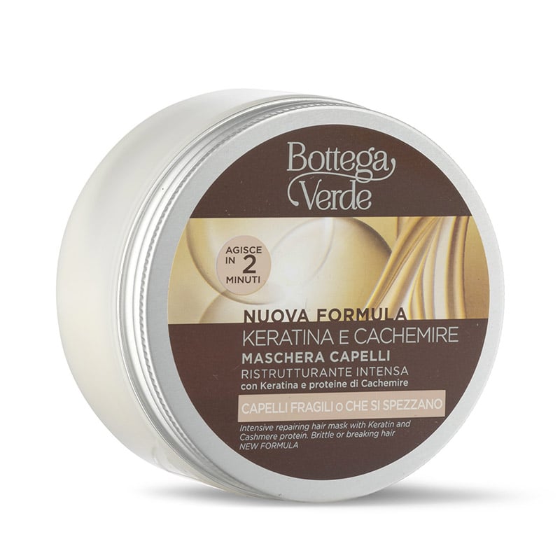 Image of Bottega Verde Keratina e Cachemire - Maschera capelli - ristrutturante intensa - con Keratina e proteine di Cachemire (200 ml) '' agisce in 2 minuti - capelli fragili o che si spezzano