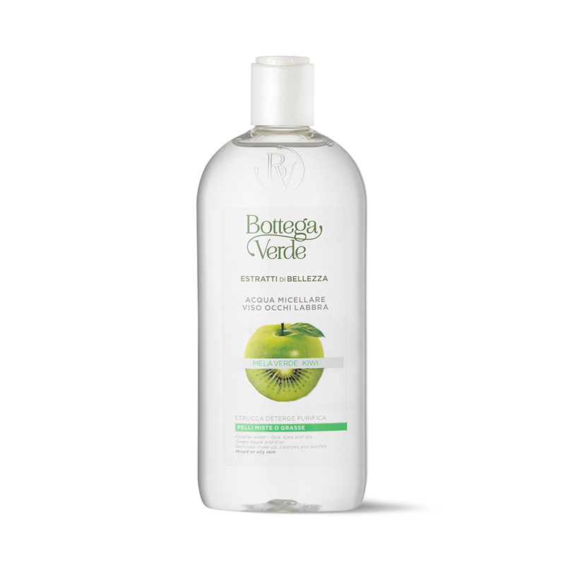 Acqua micellare viso occhi labbra Mela verde e Kiwi strucca deterge purifica pelli miste o grasse senza r