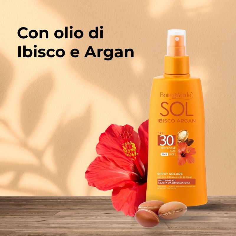 SOL Ibisco Argan - Sun spray - protects and enhances your tan - with Hibiscus Oil and Argan Oil - SPF30 high protection (200 ml)
