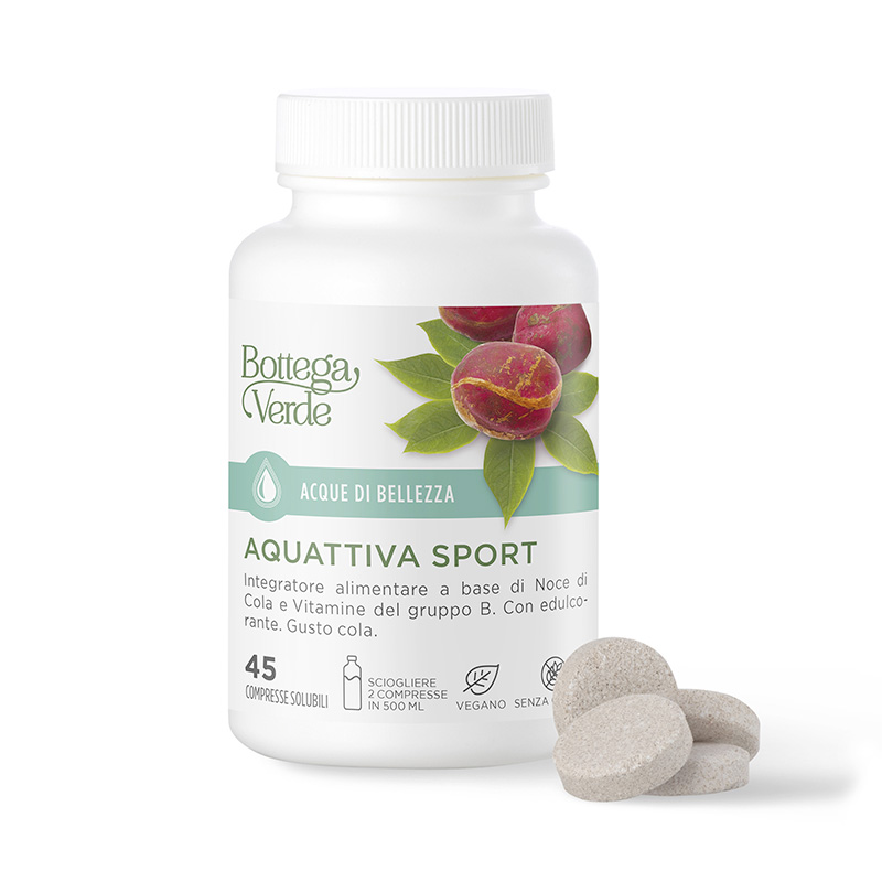 Acque di Bellezza - Aquattiva Sport - Integratore alimentare a base di Noce di Cola e Vitamine del gruppo B. Con edulcorante. Gusto cola. (45 compresse solubili)