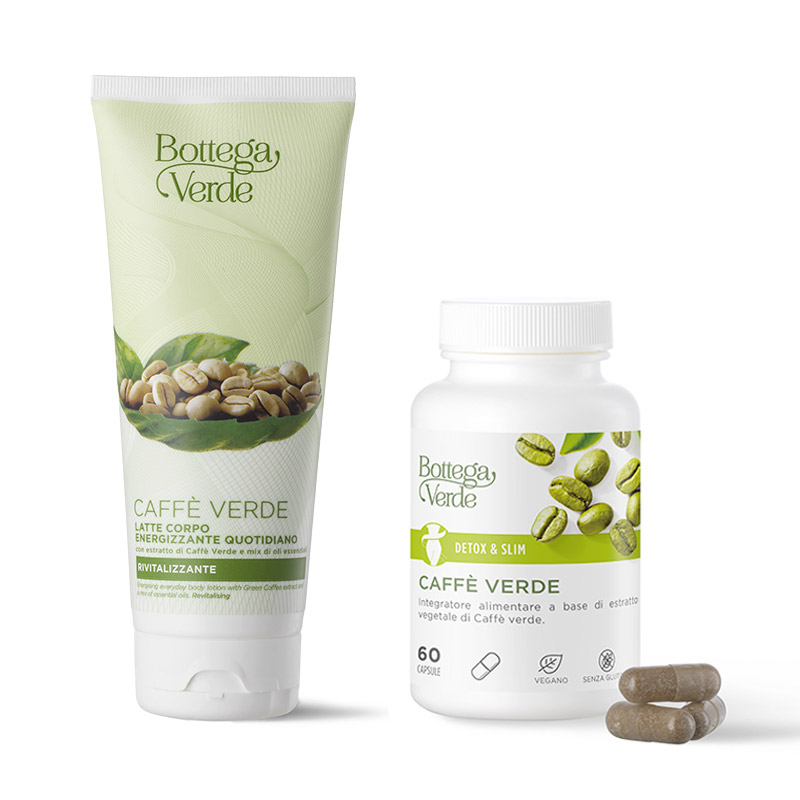 Bottega Verde Offerta Caffè Verde: Latte corpo energizzante + Integratore alimentare a base di estratto vegetale di Caffè verde