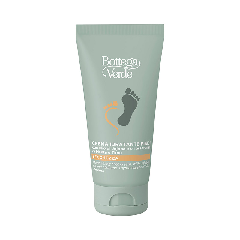 Crema idratante piedi con olio di Jojoba e oli essenziali di Menta e Timo - secchezza