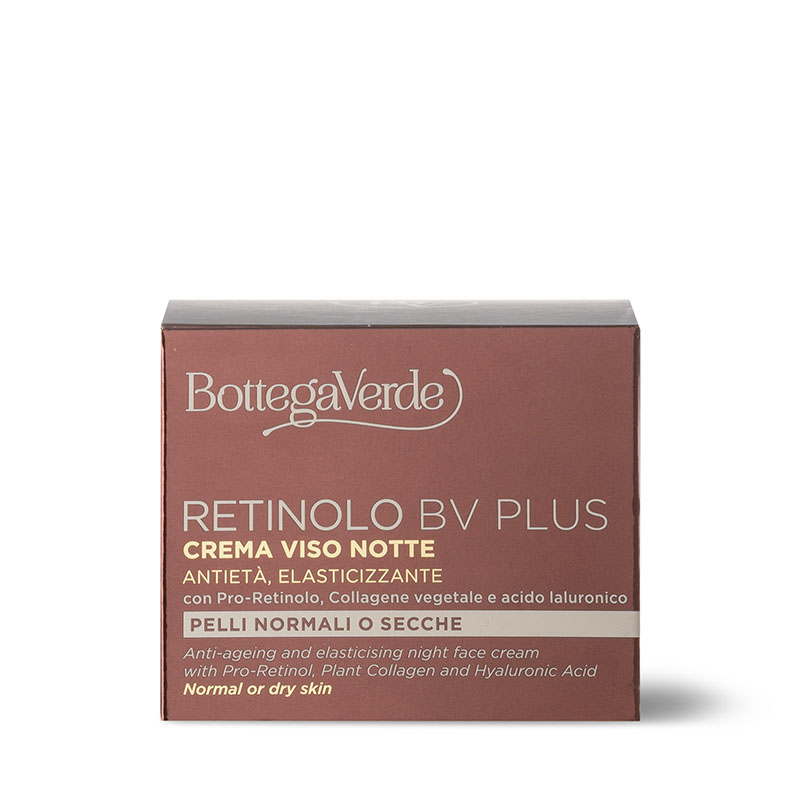 Retinolo Bv Plus - Crema viso notte - antietà, elasticizzante - con Pro-Retinolo, Collagene vegetale e acido laluronico (50 ml) - pelli normali o secche