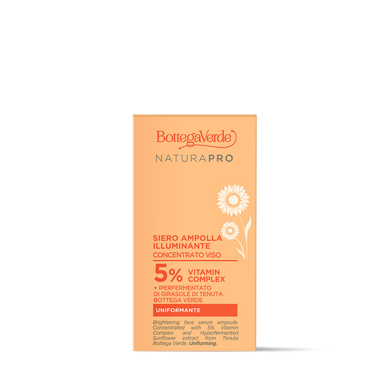 Brightening face serum ampoule - concentrated - with 5% Vitamin Complex and Hyperfermented Sunflower extract from Tenuta Bottega Verde (15 ml) - uniforming