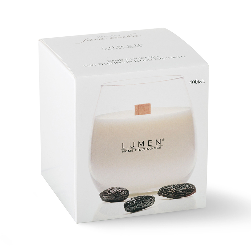 LUMEN Candela Xsenses con stoppino in legno Fava tonka