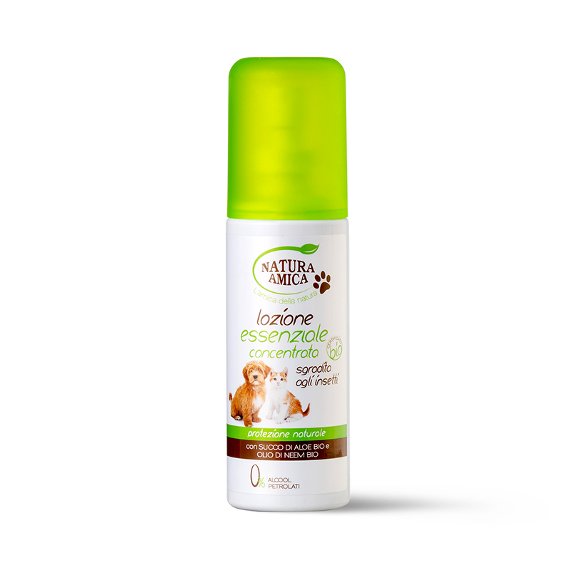 NATURA AMICA - Lozione essenziale concentrata sgradita agli insetti con succo di Aloe bio e olio di Neem bio