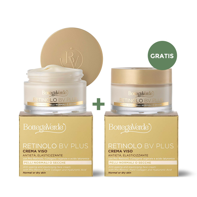 **1+1 Free** Face cream - anti-ageing, elasticising - with Pro-Retinol, Plant Collagen and Haluronic Acid (50 ml) - normal or dry skin
