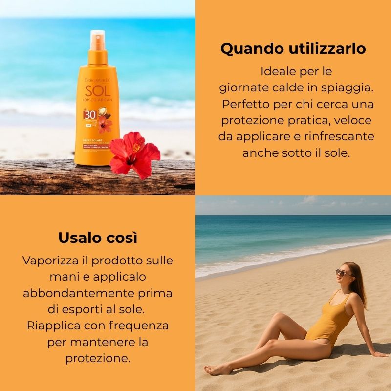 SOL Ibisco Argan - Sun spray - protects and enhances your tan - with Hibiscus Oil and Argan Oil - SPF30 high protection (200 ml)